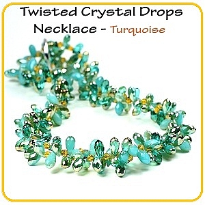Twisted Crystal Drops Necklace - Turquoise